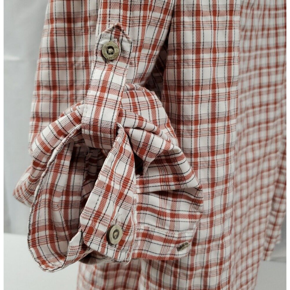 Wrangler Outdoor Mens Button Up Shirt Vented Utility Orange Plaid Size 2XT - Picture 11 of 13